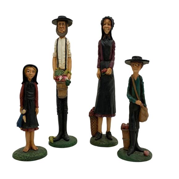 Jim Shore Amish Family Resin Figurines Farming Primitive Rustic Set of 4 1992 - Picture 16 of 16